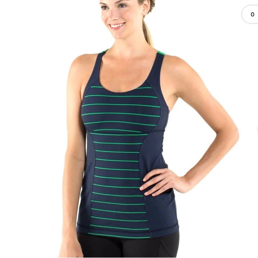 Lululemon Energy Tank Slalom Stripe Inkwell / Inkwell / Green Bean Size 4